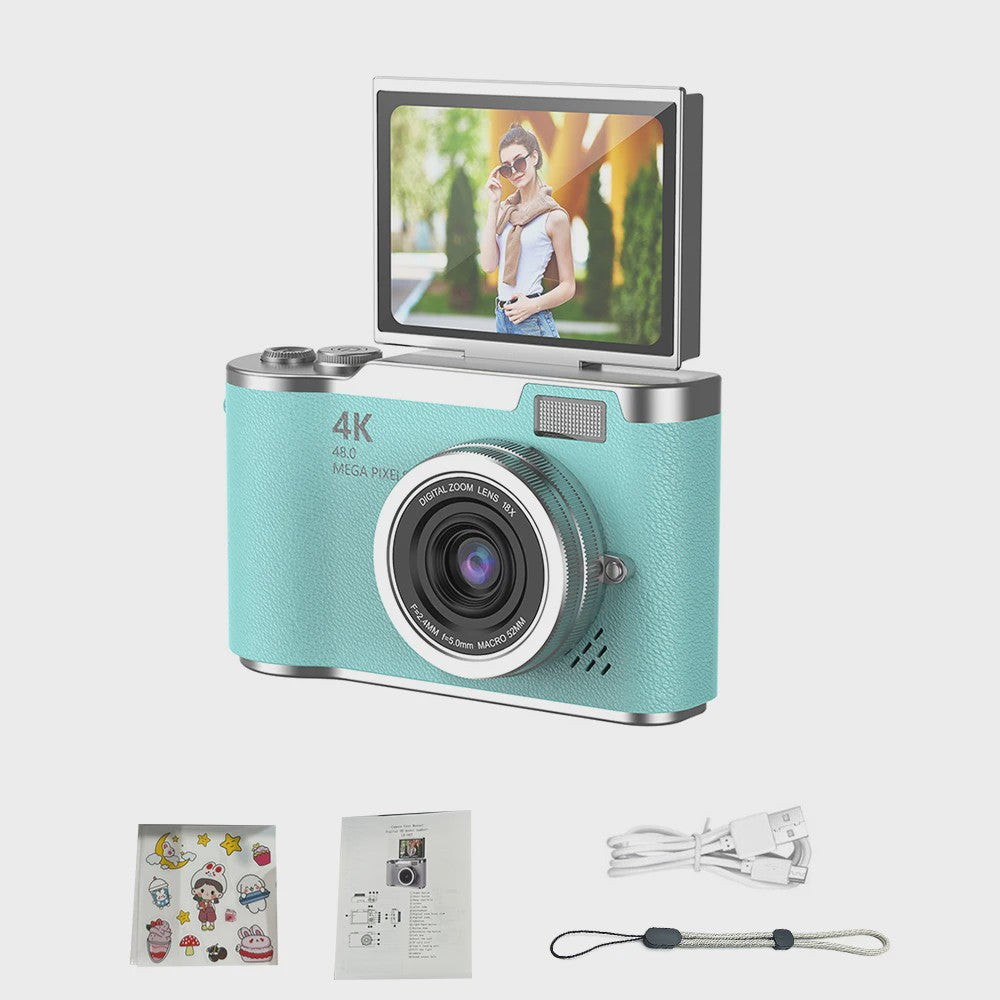 4K Digitale Camera met 48MP, 8x Zoom & Flip Screen - Ideaal voor Studenten