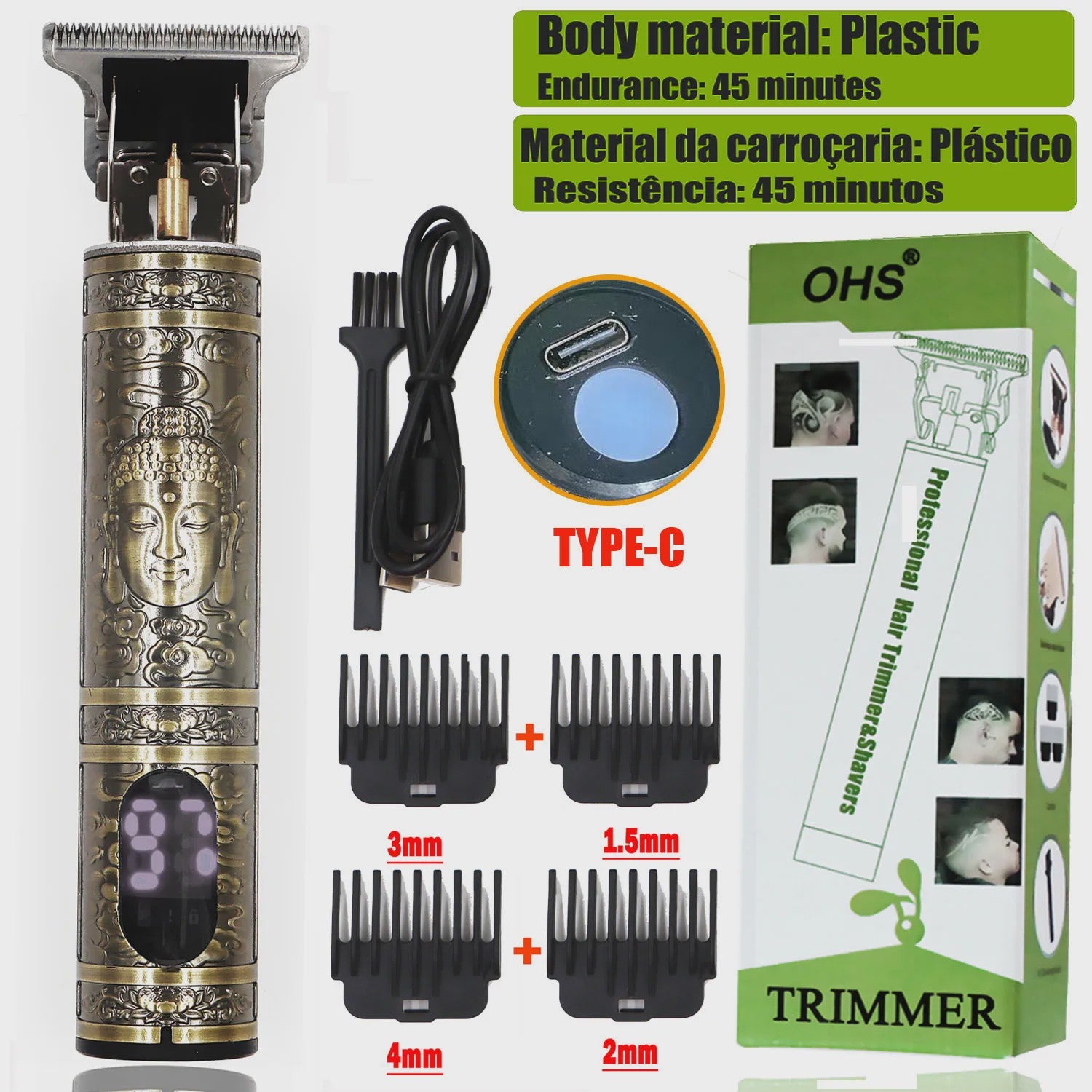 OHS Vintage Oplaadbare T9 Baardtrimmer & Haarsnijmachine - Professionele Draadloze Scheerapparaat voor Mannen