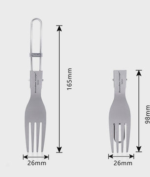 Titanium Camping Bestek Set - Opvouwbaar Lepel, Vork, Spork & Eetstokjes voor Outdoor Picknick