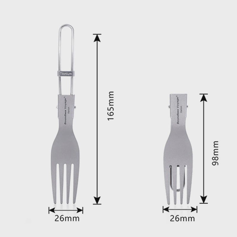 Titanium Camping Bestek Set - Opvouwbaar Lepel, Vork, Spork & Eetstokjes voor Outdoor Picknick