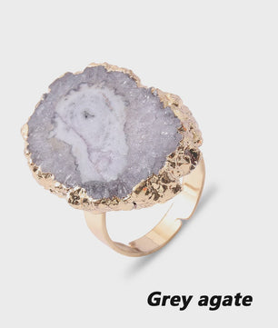 Unieke Geode Ring van Natuursteen - Verstelbaar & Kleurrijk