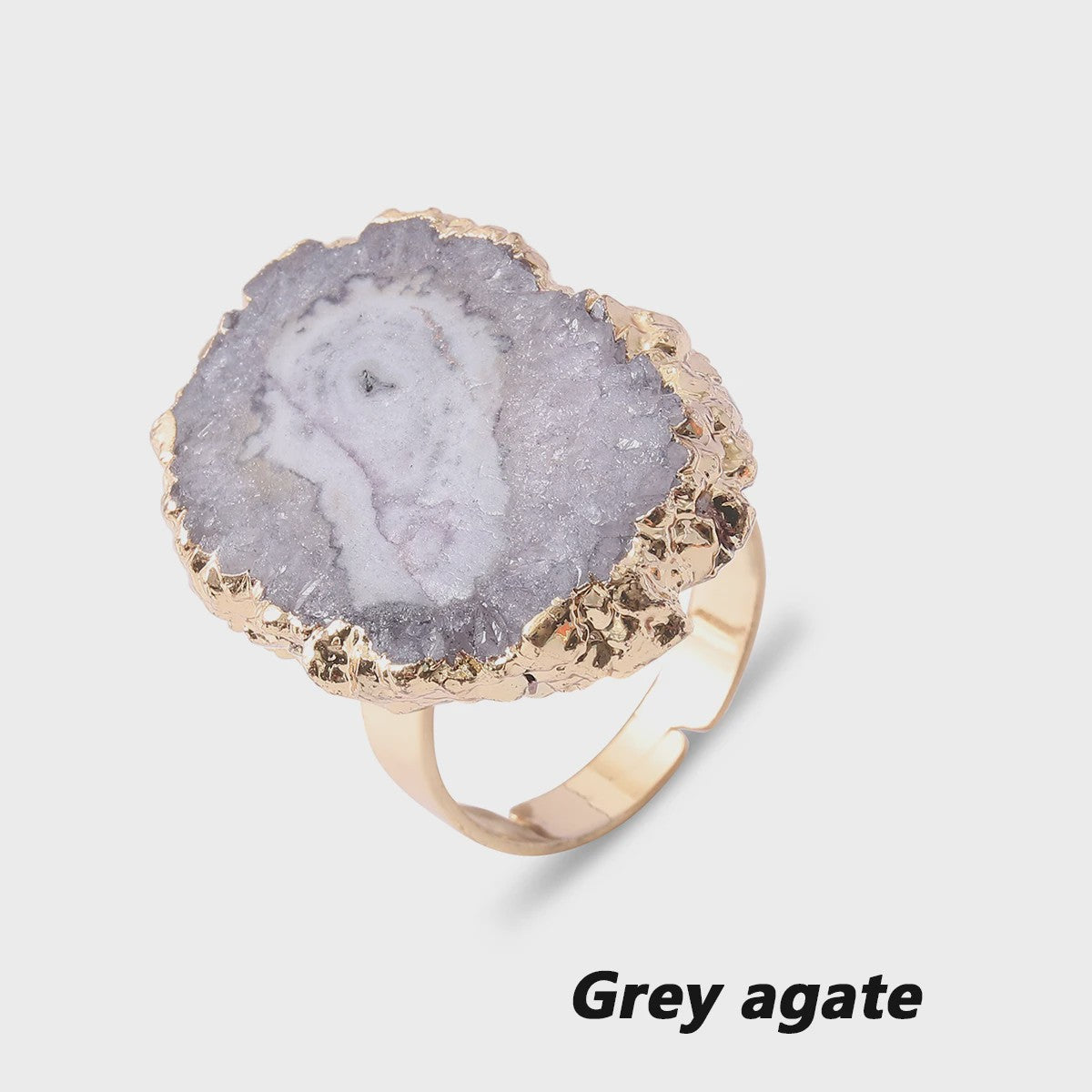Unieke Geode Ring van Natuursteen - Verstelbaar & Kleurrijk