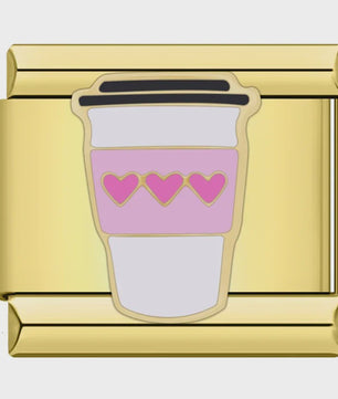 Hapiship Gouden Bedelarmband RVS - Bloemen, Hart, Aarde, Kers & Koffie Bedels