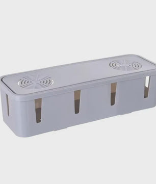 Stijlvolle Kabel Organizer Box met Houten Deksel - Bureau & Kantoor Kabelmanagement