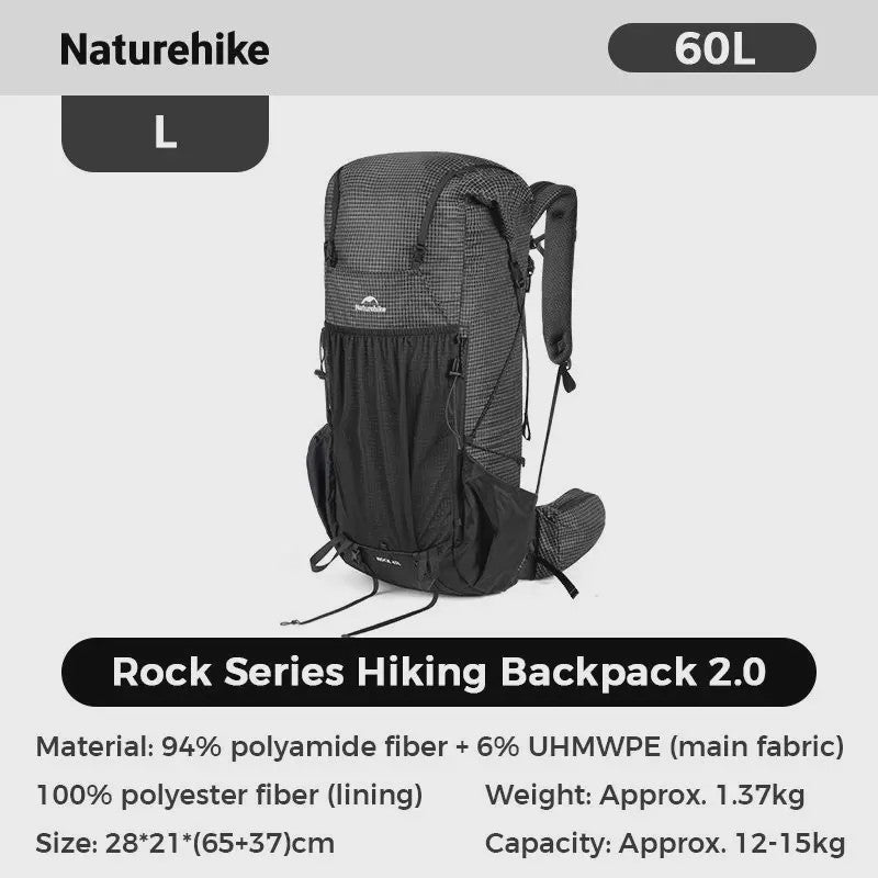 Naturehike 60+5L Wandelrugzak - Grote Capaciteit, Ergonomisch, Waterdicht