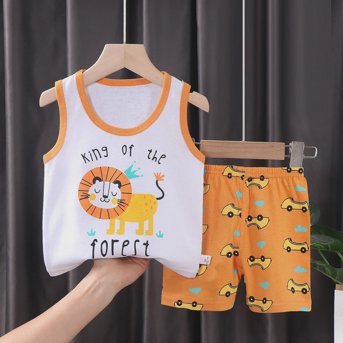 Zomer Set Kinderen: Katoenen Mouwloos Vest & Shorts met Leuke Prints