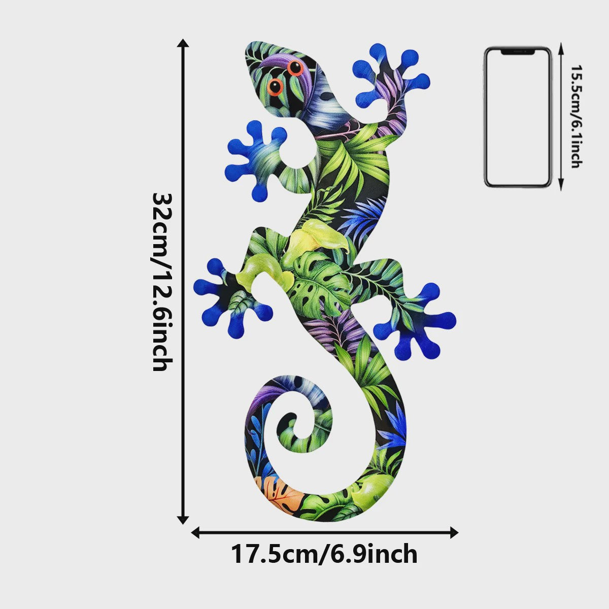 Kleurrijke Metalen Gekko Muurdecoratie - Tropische Hagedis Hangornament voor Buiten & Binnen