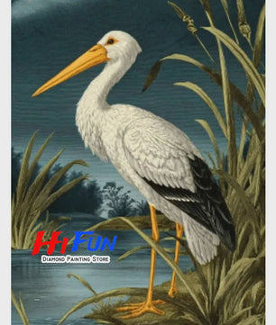 Diamond Painting Ooievaar Kustvogel - Volledige Ronde Diamanten Borduurkit voor Muurkunst