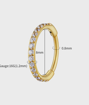 Chique Titanium Huggie Hoop Oorbel met Zirkonia - 16G Piercing Sieraden