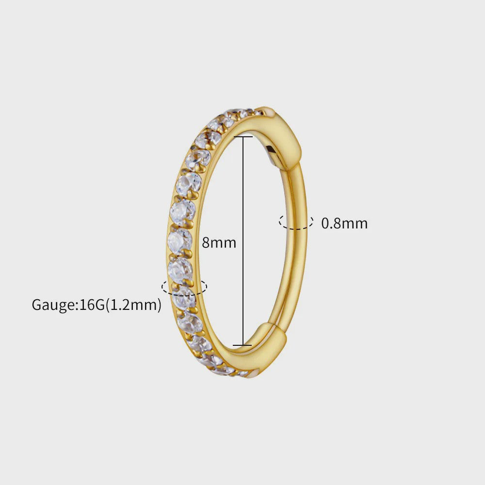 Chique Titanium Huggie Hoop Oorbel met Zirkonia - 16G Piercing Sieraden