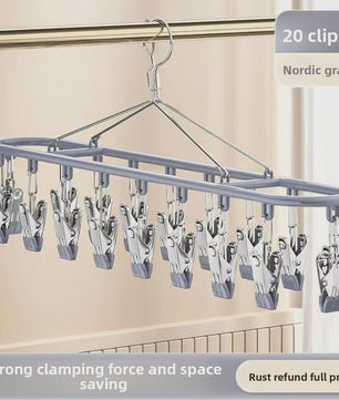 Droogrek met 20 Clips - RVS Sokkenhanger voor Ondergoed & Kleine Was