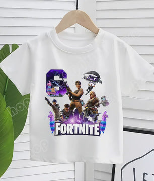 Fortnite Kinder T-shirt met Verjaardagsnummer - Zomer Kleding voor Jongens & Meisjes