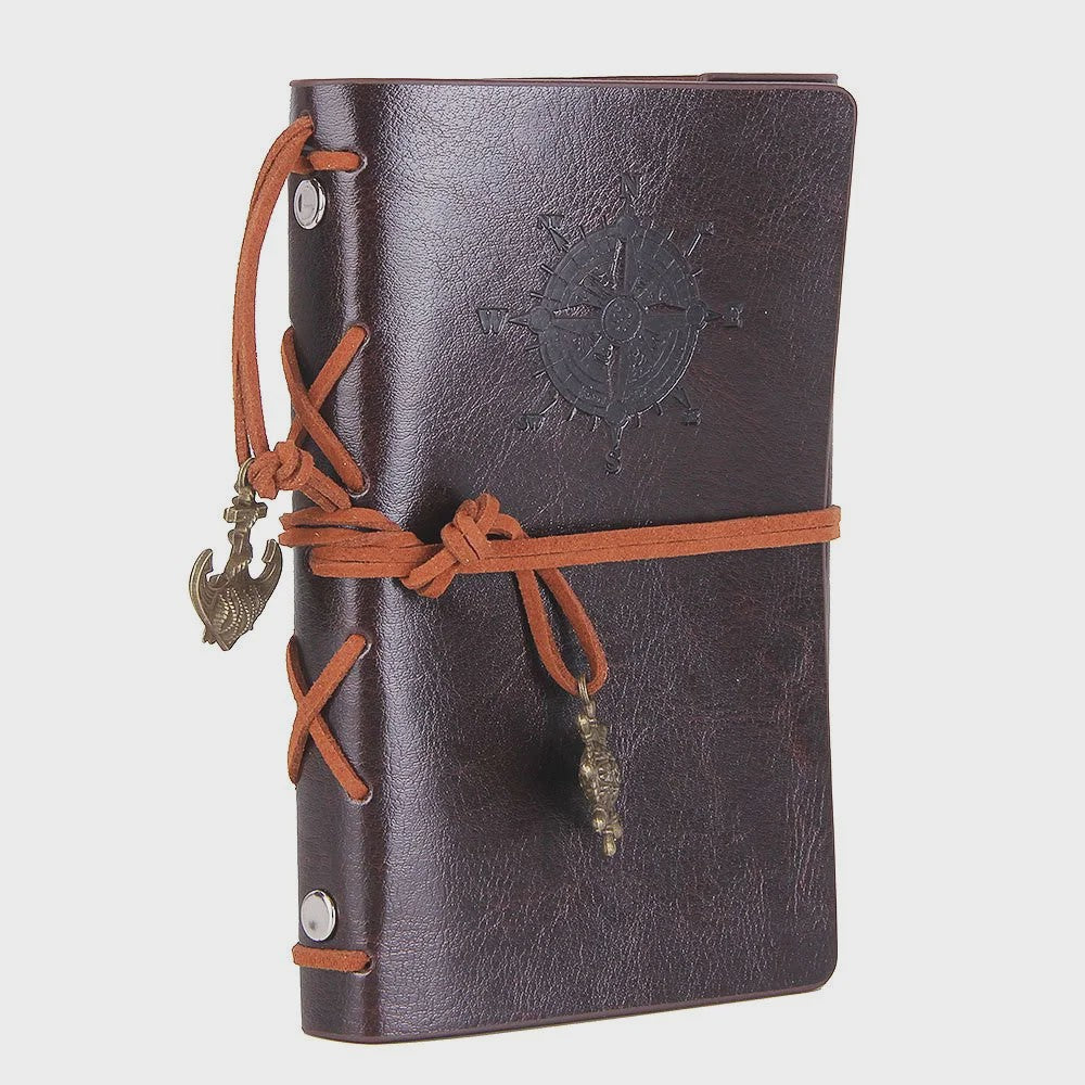 Retro Reisdagboek Leer Zacht Kaft 13x9cm met Vervangbaar Kraft Papier
