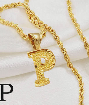 Gouden Initiaal Ketting met Touwketting - Kies Uw Letter (A-Z)