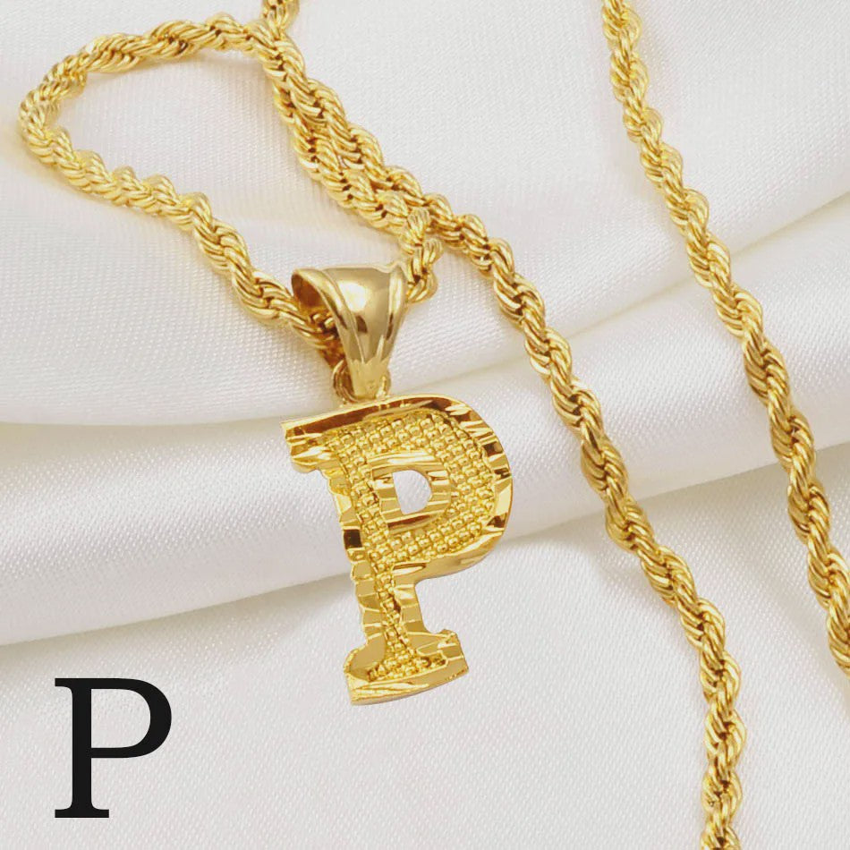 Gouden Initiaal Ketting met Touwketting - Kies Uw Letter (A-Z)