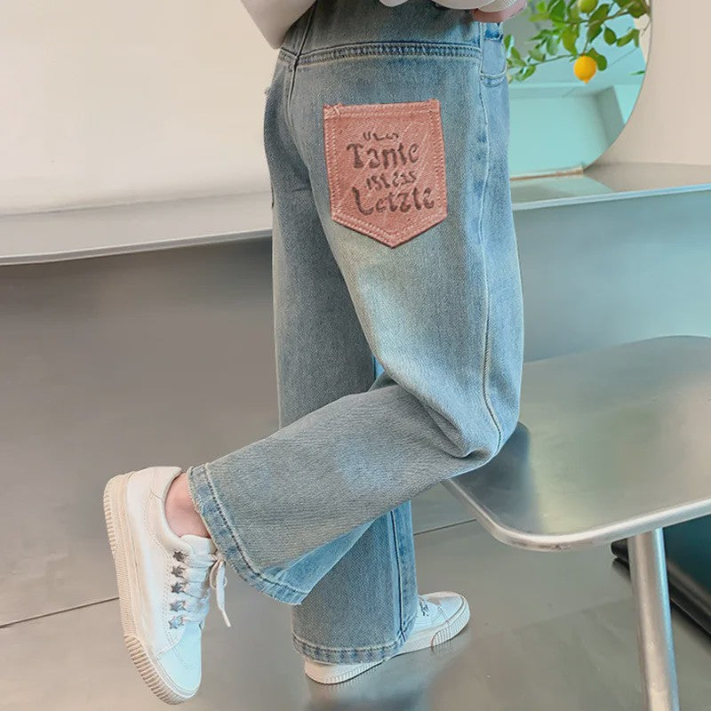 Stoere Wijde Jeans voor Meisjes - Comfortabele Streetwear Kinderbroek
