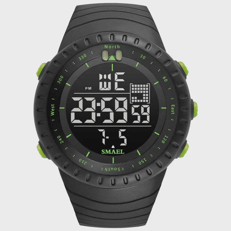 SMAEL Heren Sport Horloge - Waterdicht 50M, Digitaal LED met Alarm & Grote Wijzerplaat