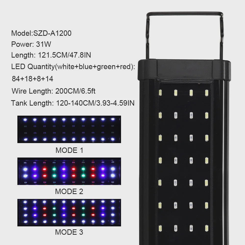 Super Slim Aquarium LED Verlichting - Plantengroei & RGB Kleuren - 31-120cm