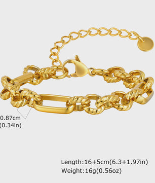 Gouden Chunky Schakelarmband met OT Sluiting - Roestvrij Staal, Aanslagvrij
