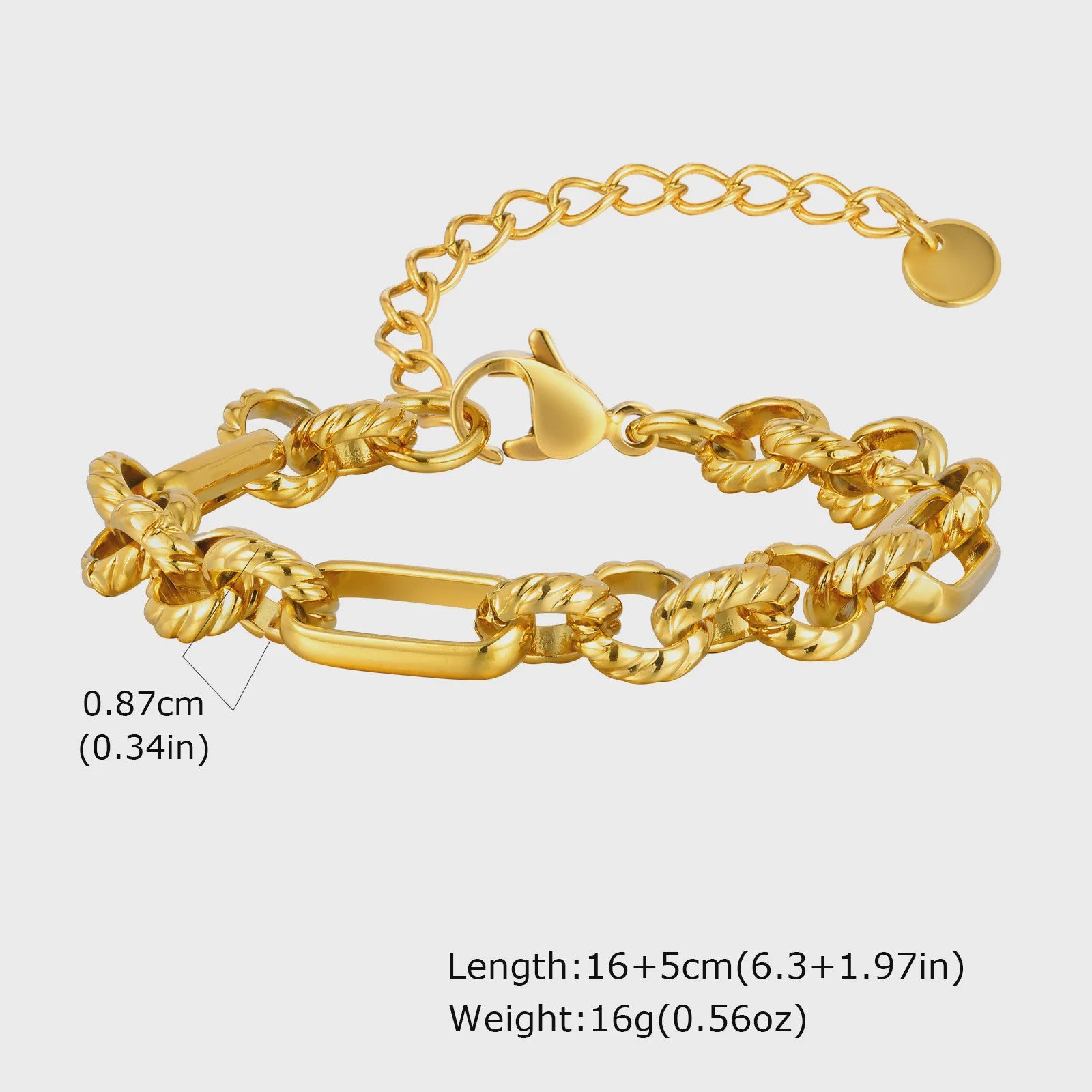 Gouden Chunky Schakelarmband met OT Sluiting - Roestvrij Staal, Aanslagvrij
