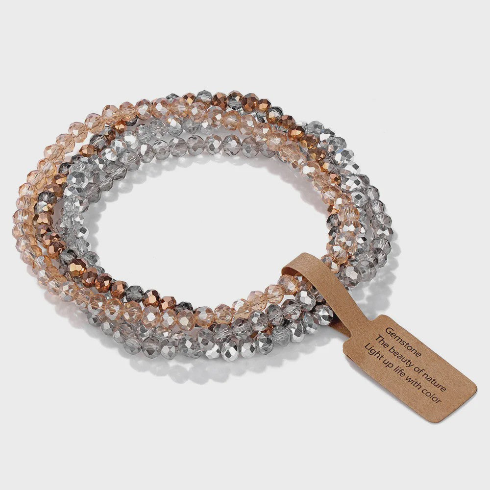 Set van 4 Kristallen Kralen Armbanden - Kleurrijk & Elegant