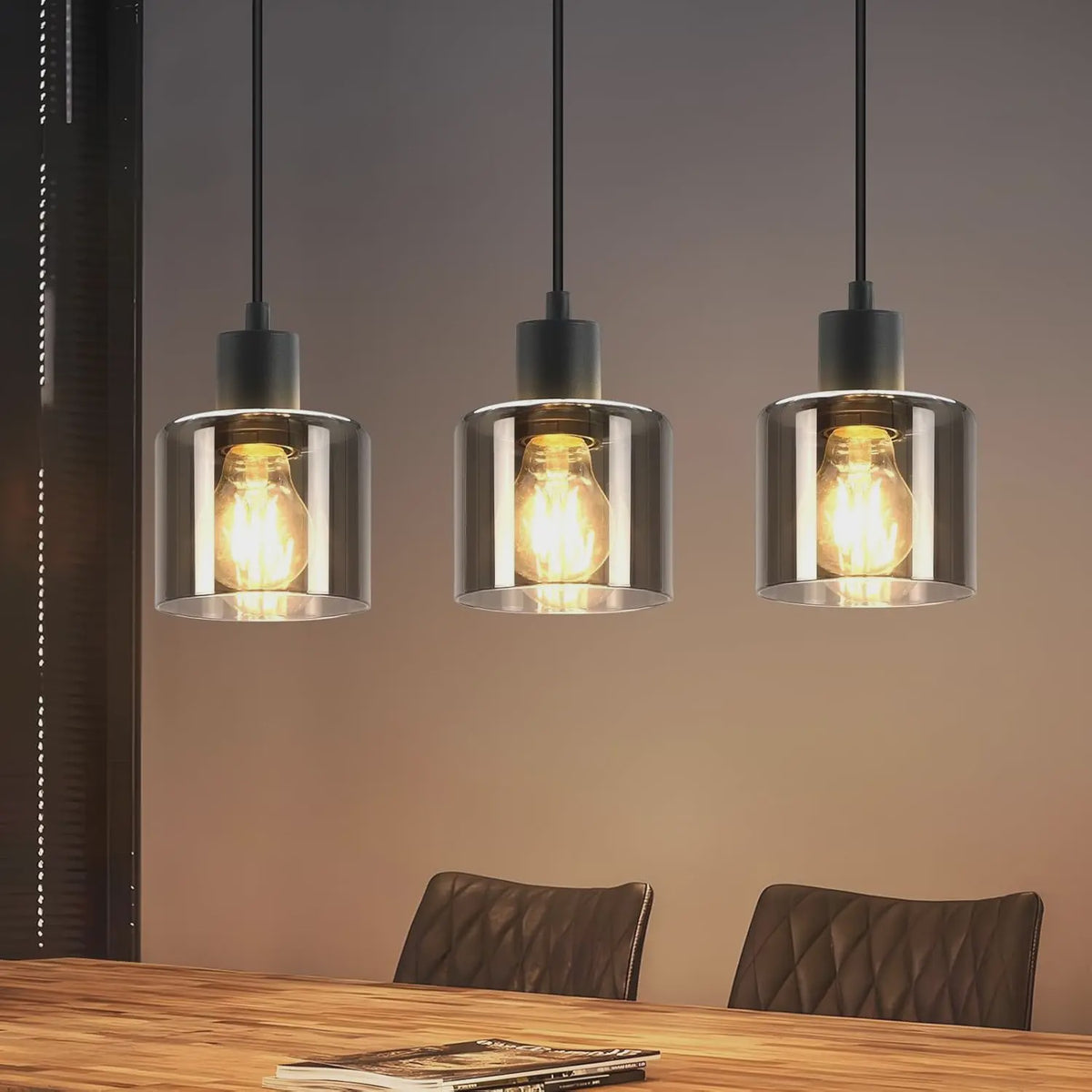 Vintage Glazen Hanglamp Zwart - Retro Industriële Stijl E27 Fitting