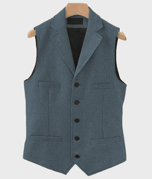 Herentrui Gilet Wol Tweed Visgraat Bruin - Klassiek Gilet voor Bruiloft & Feest
