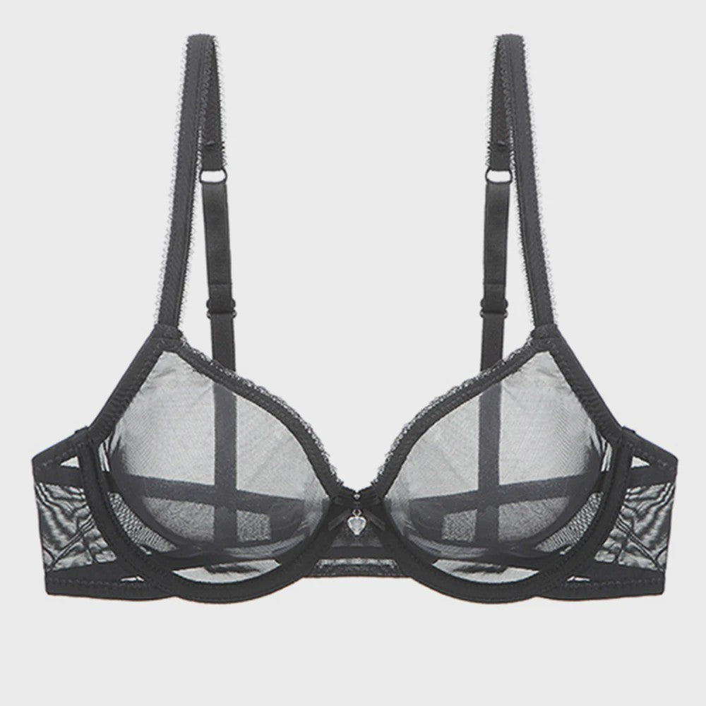 Luxe Kanten Lingerie Set: Transparante BH met Grote Cup en Bijpassende Slip