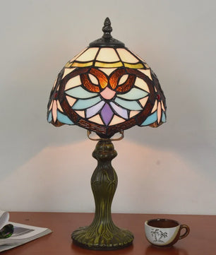Stijlvolle Tiffany Tafellamp met Glas-in-Lood - Sfeervolle Leeslamp voor Woonkamer, Slaapkamer of Kantoor