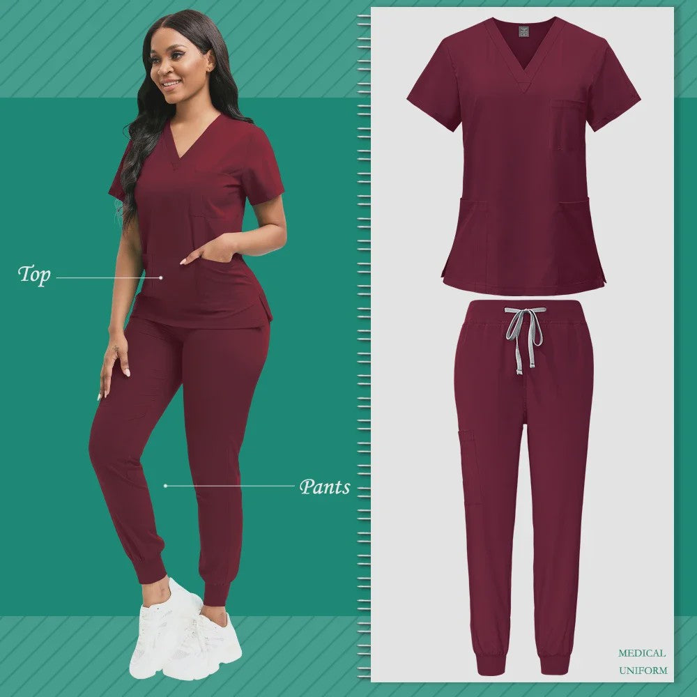 Comfortabele Dames Scrub Set - Medische Werkkleding Top & Broek