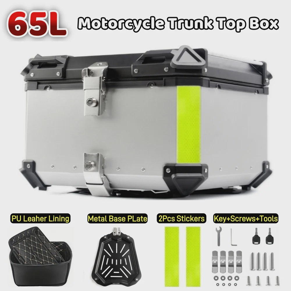Waterdichte Aluminium Motor Topcase - 45L, 55L, 65L - Helmbox & Bagagebox