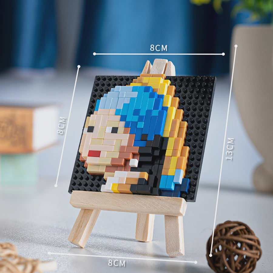 Pixel Art Bouwstenen: Iconische Schilderijen met Houten Ezel - Educatief Speelgoed & Decoratie
