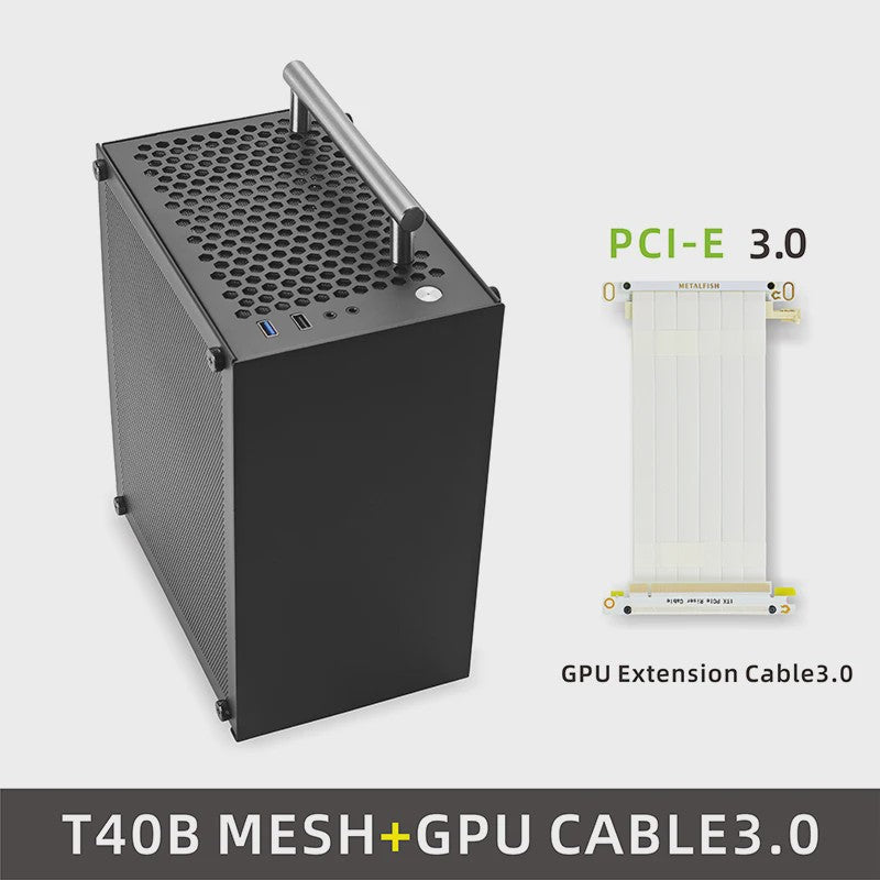 METALFISH T40 Mini ITX PC Behuizing - 7L Compact, Draagbaar met Acryl of Mesh Paneel