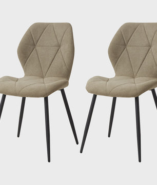 Set van 2, 4 of 6 Eetkamerstoelen - Gestoffeerd, Gewatteerd Linnenlook Stof, Metalen Poten