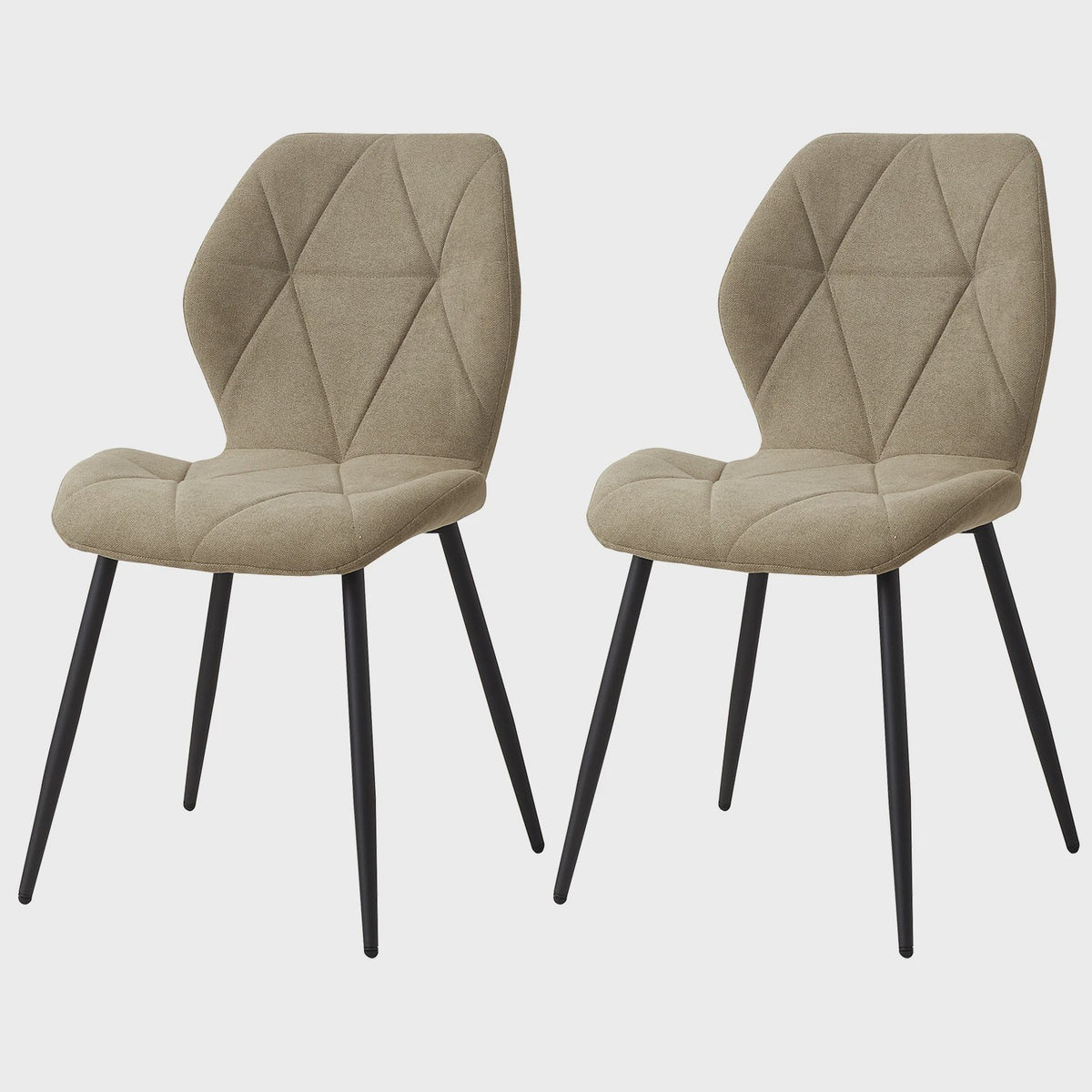 Set van 2, 4 of 6 Eetkamerstoelen - Gestoffeerd, Gewatteerd Linnenlook Stof, Metalen Poten
