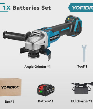 YOFIDRA Accu Haakse Slijper 125mm M14 - Borstelloze Motor, 21V Kracht