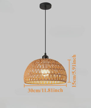 Handgeweven Rotan Hanglamp - Boho Stijl Papier Touw Plafondlamp voor Woonkamer & Slaapkamer