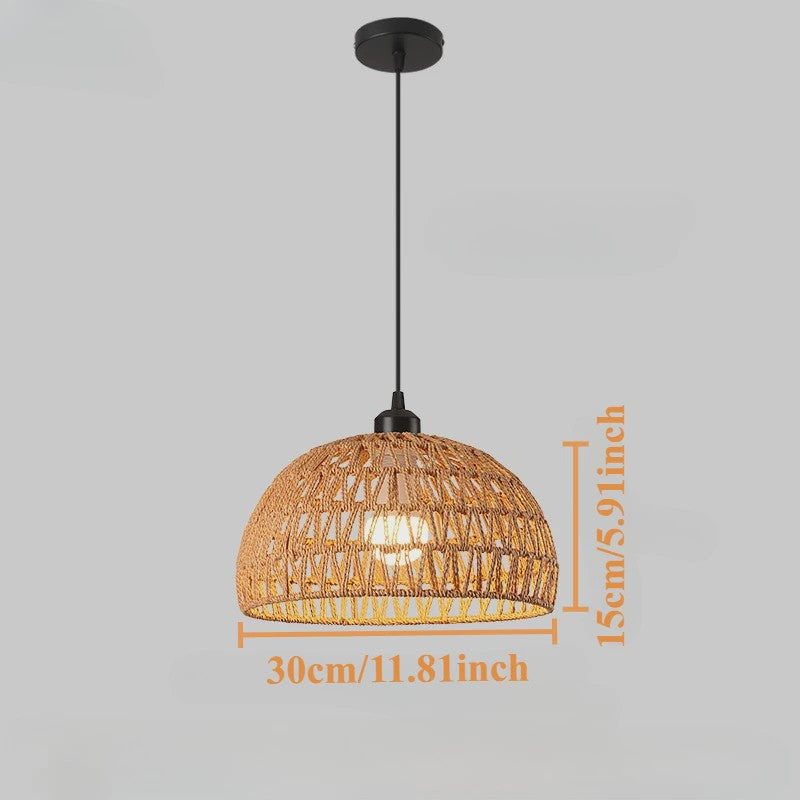 Handgeweven Rotan Hanglamp - Boho Stijl Papier Touw Plafondlamp voor Woonkamer & Slaapkamer