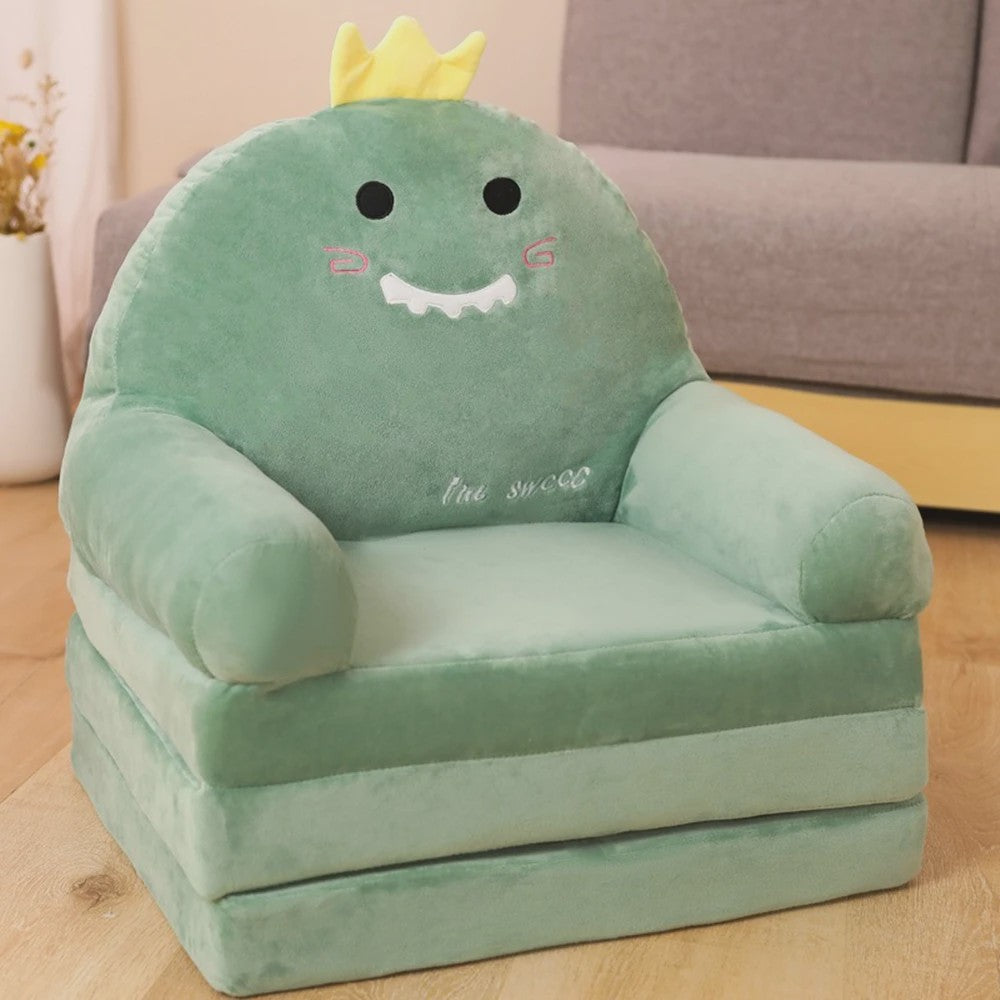 Opvouwbare Kinderfauteuil 2-in-1 | Pluche Cartoon Stoel voor Kinderkamer