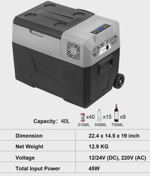 VEVOR Draagbare Vriezer/Koelkast 58 Qt (55L) - Auto, Boot, Outdoor - Snelkoelend