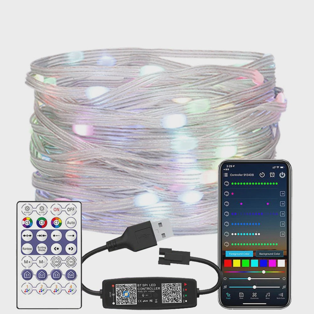 WS2812B Adressable RGB LED Stringverlichting met USB Controller - Waterdicht & App Bedienbaar