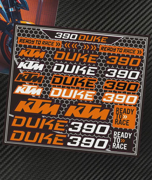 KTM "Ready To Race" Motor Stickers Set - Logo's & Decals voor Duke, RC390, Adventure
