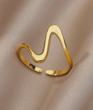 Gouden Ringen Dames - Roestvrij Staal Chunky Open Ringen Vintage Geometrisch Design
