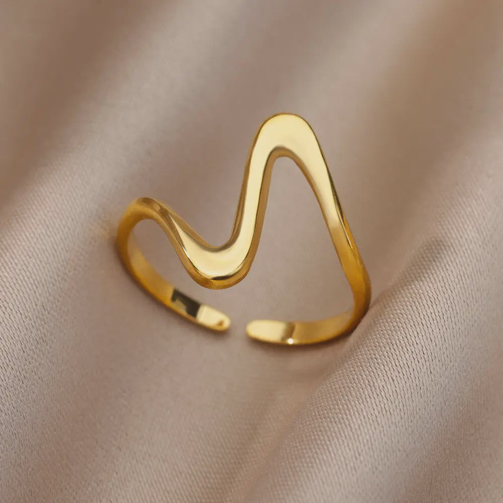 Gouden Ringen Dames - Roestvrij Staal Chunky Open Ringen Vintage Geometrisch Design