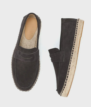 Heren Espadrilles Instappers van Suède Leer met Jute Zool - Casual Zomerschoenen