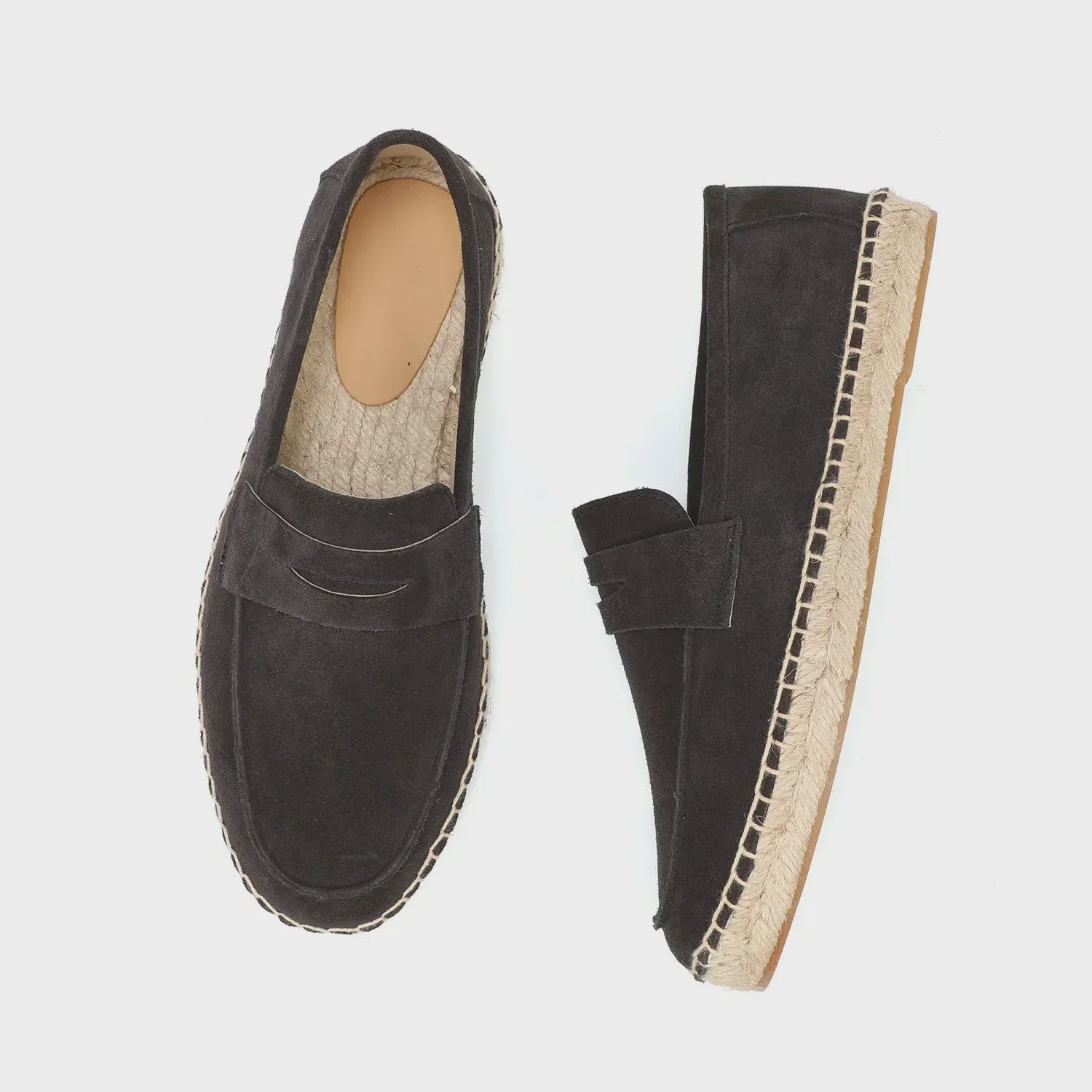 Heren Espadrilles Instappers van Suède Leer met Jute Zool - Casual Zomerschoenen
