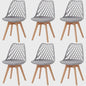 Moderne Eetkamerstoelen Set (4/6 stuks) - Mesh Rug, Houten Poten & Gestoffeerde Zitting