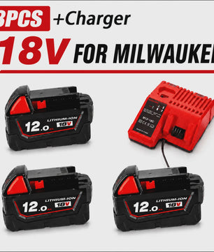 18V Lithium-Ion Accu voor Milwaukee M18 - Hoge Capaciteit 12.0Ah