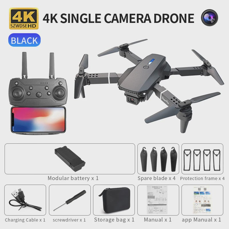 E88 Pro Max Drone: Opvouwbare Quadcopter met 4K Camera, Optische Flow en Beginnersvriendelijke Functies