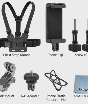 Action Camera Accessoires Kit: Hoofd- en Borstband Mount voor GoPro, Telefoon & meer